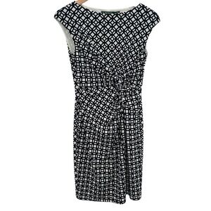 Ralph Lauren 8P Navy Ivory Geometric Twist Sheath Dress Petite Career